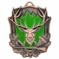 Masywny medal myśliwski tłoczony z głową jelenia z wklejką i szarfą łowiecki rogacz strzelba na hubertowiny Masywny medal myśliwski tłoczony z głową jelenia z wklejką i szarfą łowiecki rogacz strzelba na hubertowiny