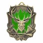 Masywny medal myśliwski tłoczony z głową jelenia z wklejką i szarfą łowiecki rogacz strzelba na hubertowiny Masywny medal myśliwski tłoczony z głową jelenia z wklejką i szarfą łowiecki rogacz strzelba na hubertowiny