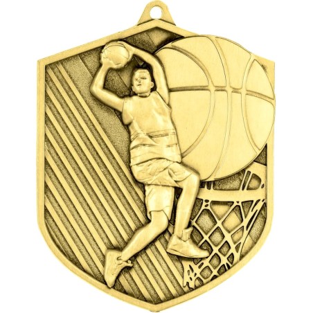 Medal koszykarski odlewany koszykówka z grawerem i szarfą