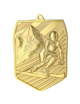 Medal narciarski odlewany duży pamiątkowy z wklejką i szarfą