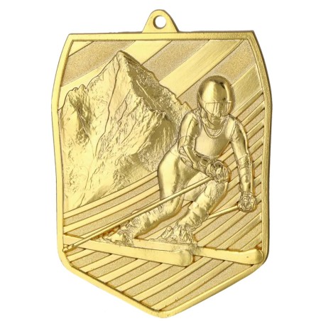 Medal narciarski odlewany duży pamiątkowy z wklejką i szarfą