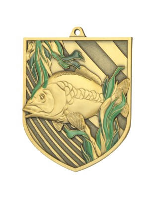Medal wędkarski odlewany duży z emalią z wklejką i szarfą