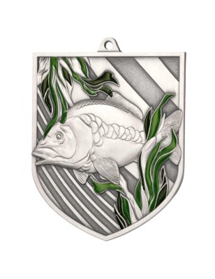 Medal wędkarski odlewany duży z emalią ryba | z wklejką i szarfą