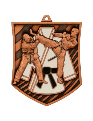 Medal karate odlewany duży z emalią sztuki walki | z tabliczką i szarfą