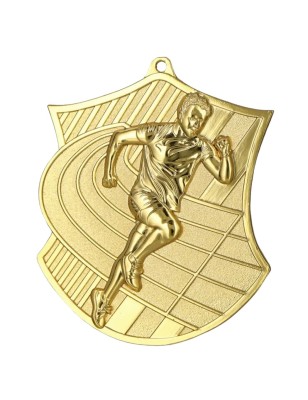 Medal biegowy odlewany duży lekkoatletyczny z grawerką i szarfą