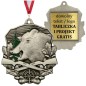 Medal myśliwski odlewany duży dzik z tabliczką i szarfą