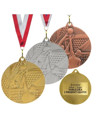 Medal siatkówka siatkarski 5cm z nadrukiem i szarfą