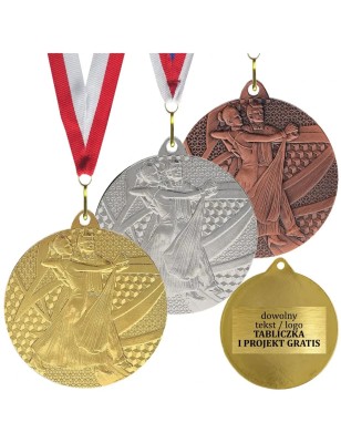 Medal taniec klasyczny taneczny 5cm z nadrukiem i szarfą