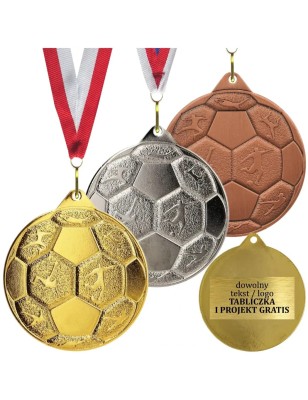 Gotowy medal piłka nożna piłkarski 5cm z nadrukiem i szarfą