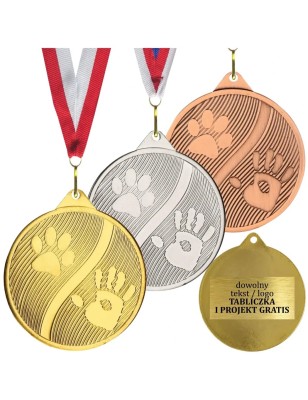 Medal pies kot kynologia felinologia z nadrukiem i szarfą