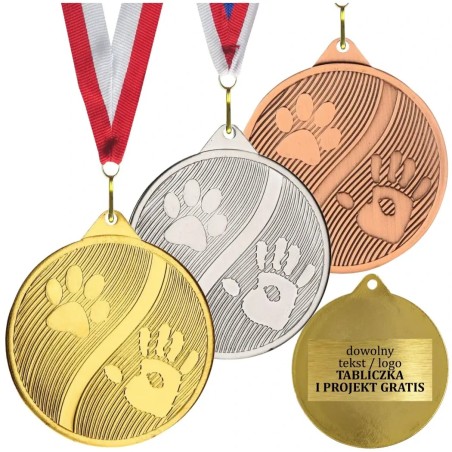Medal pies kot kynologia felinologia z nadrukiem i szarfą