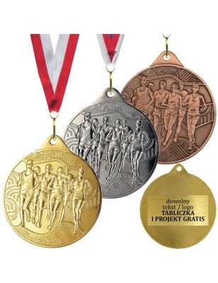Gotowy medal biegowy biegacze maraton na zamówienie z własnym nadrukiem i szarfą 5cm