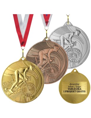 Gotowy medal kolarski wyścig rowerowy z własnym nadrukiem i szarfą