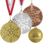Gotowy medal zimowy śnieżynka sporty zimowe z własnym nadrukiem i szarfą Gotowy medal zimowy śnieżynka sporty zimowe z własnym nadrukiem i szarfą