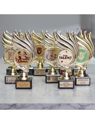 Statuetka Złoty Płomień z grawerem W CENIE 19cm Projekt Gratis f239