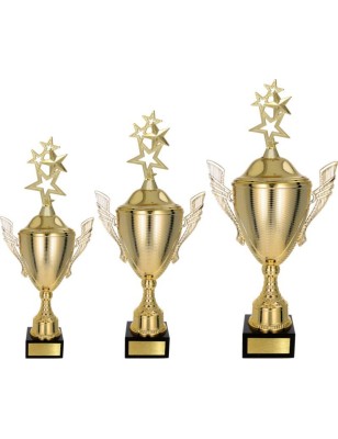 Złoty zestaw Pucharów z figurką uniwersalna - komplet trzech sztuk