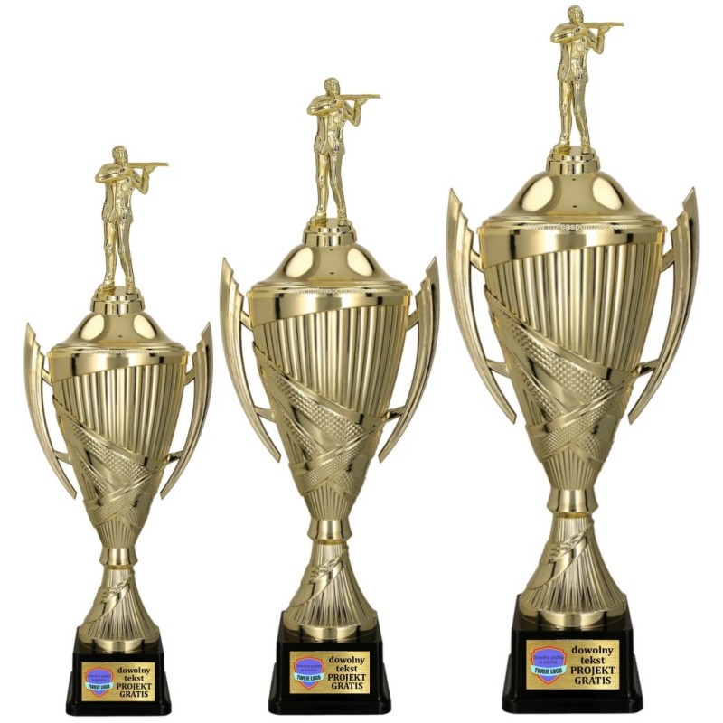 Komplet Pucharów Sportowych z figurką Strzelca 38-33-30 cm+ grawerki gratis Strzelectwo Komplet Pucharów Sportowych z figurką Strzelca 38-33-30 cm+ grawerki gratis Strzelectwo