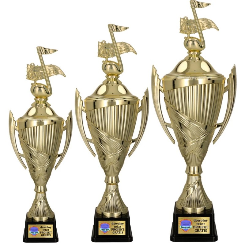 Komplet Pucharów Sportowych z figurką Nuty 38-33-30 cm + grawer gratis Muzyka Komplet Pucharów Sportowych z figurką Nuty 38-33-30 cm + grawer gratis Muzyka