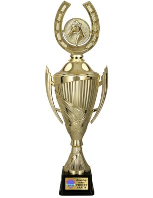 Komplet Pucharów Sportowych z figurką Jeździectwo 40-35-32 cm + Tabliczki gratis Podkowa