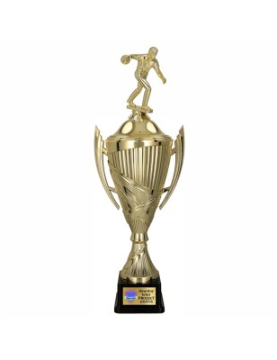 Komplet Pucharów Sportowych z figurką Kręgle 38-33-30 cm+ grawer w cenie Bowling