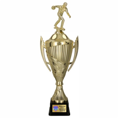 Komplet Pucharów Sportowych z figurką Kręgle 38-33-30 cm+ grawer w cenie Bowling