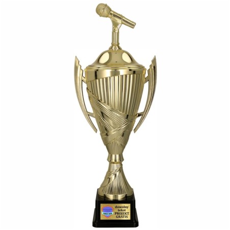 Komplet Pucharów Sportowych z figurką Mikrofonu 35-30-27 cm + tabliczki w cenie Muzyka, Sztuka