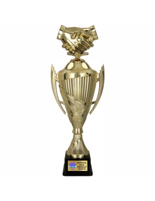 Komplet Pucharów Sportowych z figurką Uścisk Dłoni 37-32-29 cm + tabliczki w cenie Uniwersalne