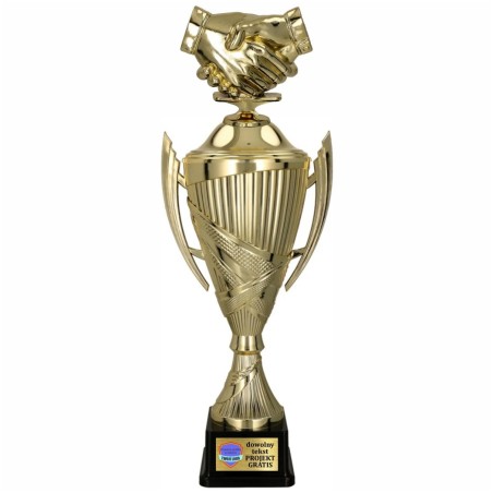 Komplet Pucharów Sportowych z figurką Uścisk Dłoni 37-32-29 cm + tabliczki w cenie Uniwersalne