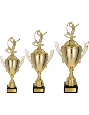 Złoty zestaw Pucharów z figurką koszykówka - komplet trzech sztuk