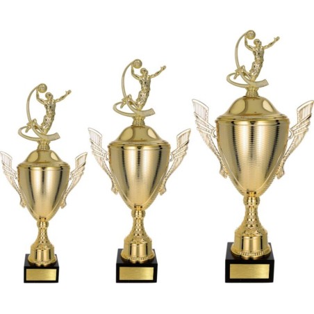Złoty zestaw Pucharów z figurką koszykówka - komplet trzech sztuk