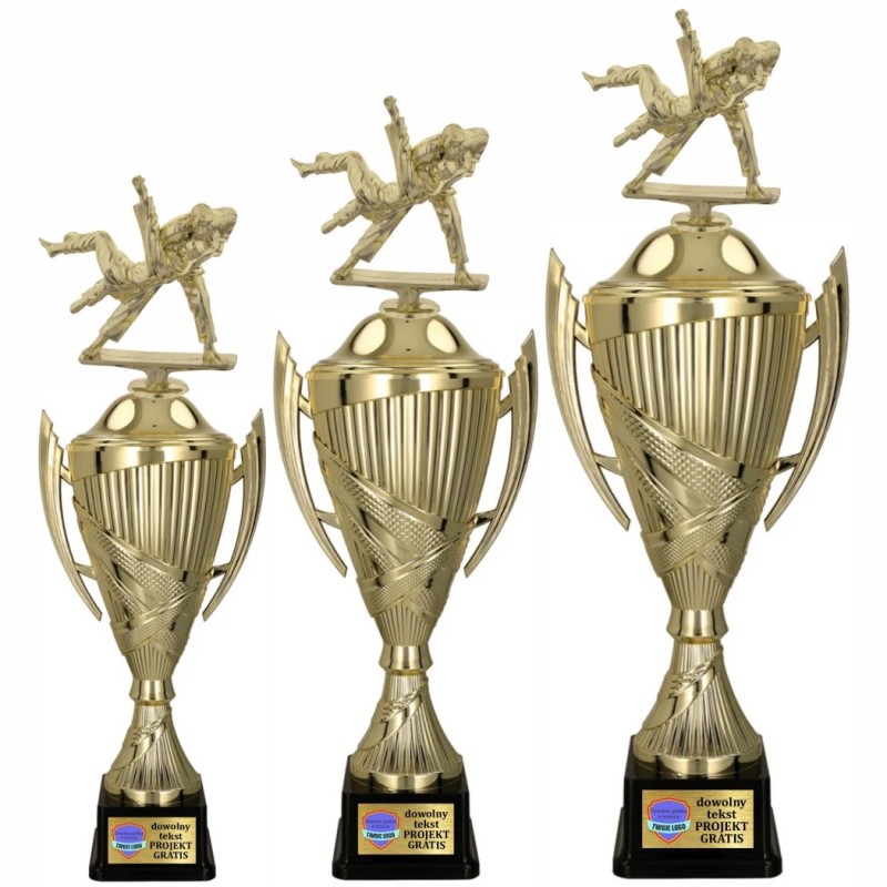 Komplet Pucharów Sportowych z figurką Judo 41-36-33 cm+ Grawerki w cenie Komplet Pucharów Sportowych z figurką Judo 41-36-33 cm+ Grawerki w cenie