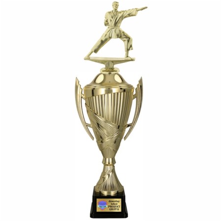 Komplet Pucharów Sportowych z figurką Karateki 46-41-38 cm + Grawerki w cenie Karate