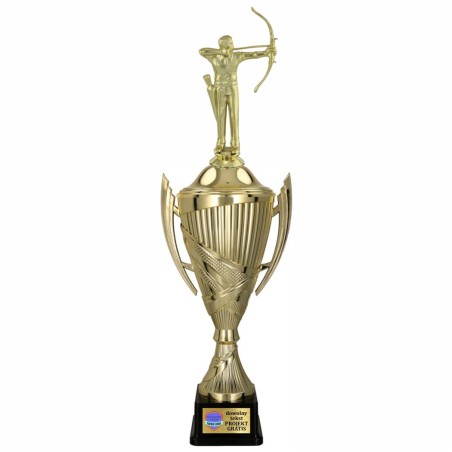 Zestaw Komplet Pucharów Sportowych z figurką Łucznika 48-43-40 cm + Grawerki Gratis Łucznictwo