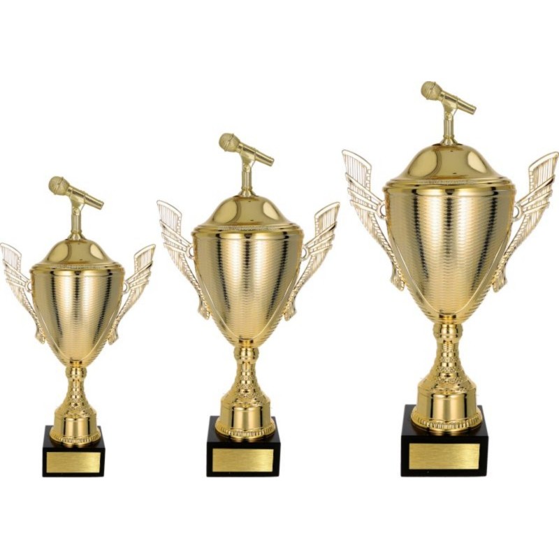 Komplet pucharów NT733 z figurką mikrofon muzyka 45-39-34 cm