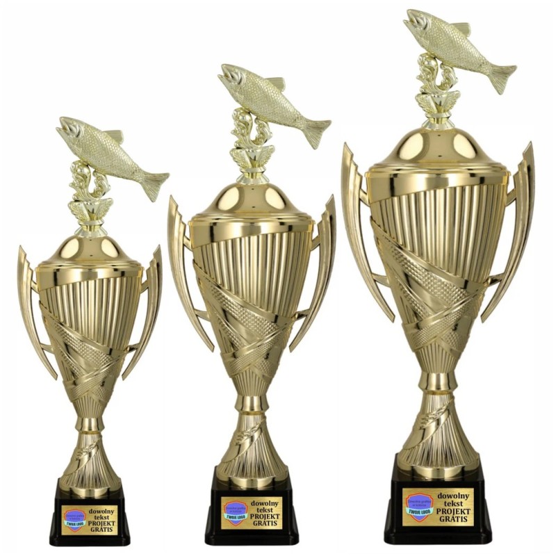 Zestaw Pucharów Sportowych z figurką Ryby 38-33-30 cm + tabliczki w cenie Wędkarstwo Zestaw Pucharów Sportowych z figurką Ryby 38-33-30 cm + tabliczki w cenie Wędkarstwo