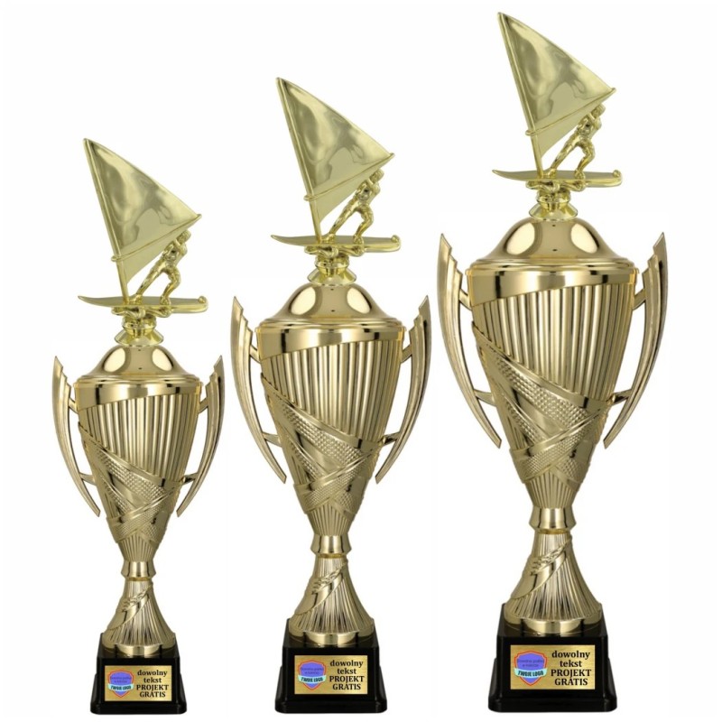 Zestaw Pucharów Sportowych z figurką Windsurfing 43-38-35 cm + Projekt i Grawerki W Cenie