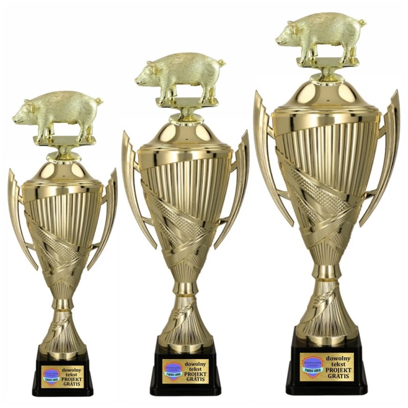 Komplet Pucharów Sportowych z figurką Wieprza 35-30-27 cm + tabliczki w cenie Hodowla zwierząt Komplet Pucharów Sportowych z figurką Wieprza 35-30-27 cm + tabliczki w cenie Hodowla zwierząt