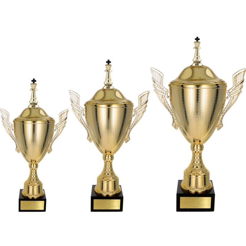 Komplet pucharów NT733 z figurką szachy 43-37-32 cm