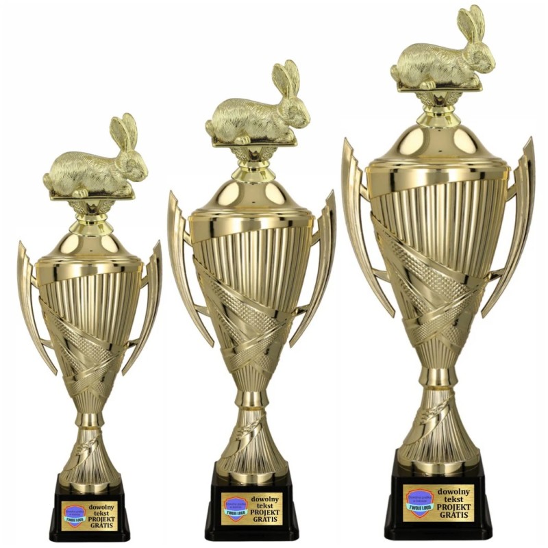 Zestaw Pucharów Sportowych z figurką Królika 38-33-30 cm + tabliczki Gratis Hodowla zwierząt Zestaw Pucharów Sportowych z figurką Królika 38-33-30 cm + tabliczki Gratis Hodowla zwierząt