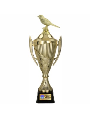 Komplet Pucharów Sportowych z figurką Kanarka 37-32-29 cm + tabliczki w cenie Hodowla zwierząt