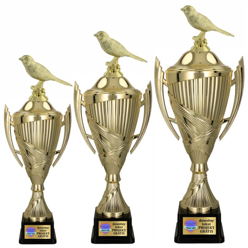 Komplet Pucharów Sportowych z figurką Kanarka 37-32-29 cm + tabliczki w cenie Hodowla zwierząt Komplet Pucharów Sportowych z figurką Kanarka 37-32-29 cm + tabliczki w cenie Hodowla zwierząt
