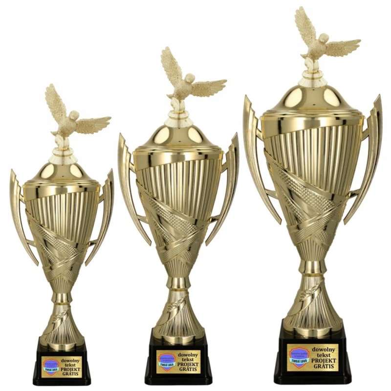 Komplet Pucharów Sportowych z figurką Gołębia 37-32-29 cm + personalizacja w cenie Gołębiarstwo Komplet Pucharów Sportowych z figurką Gołębia 37-32-29 cm + personalizacja w cenie Gołębiarstwo
